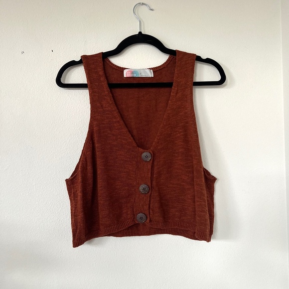 Free People Beach Rust Orange Knit Vest Tank Top - Picture 1 of 6